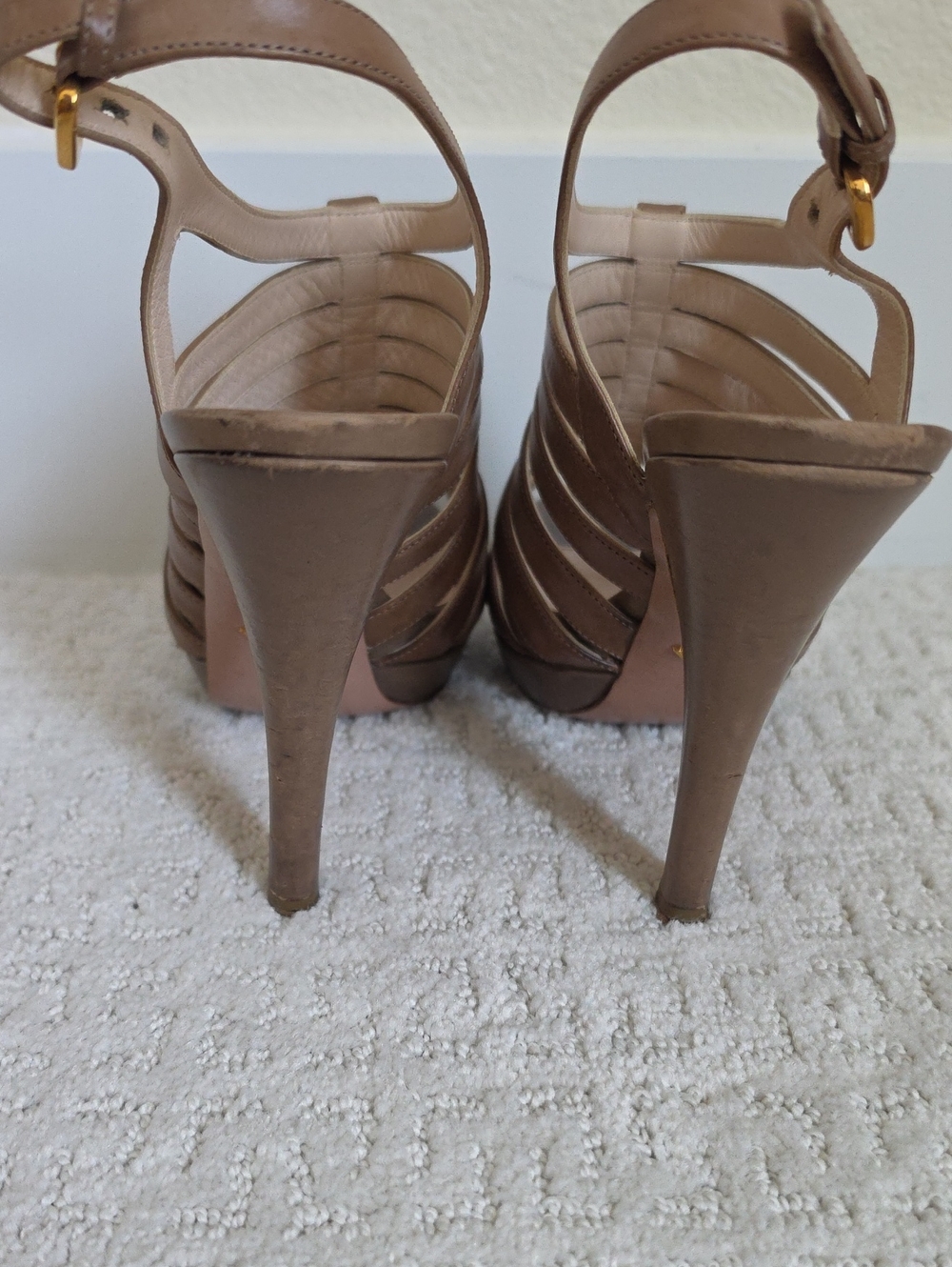 Prada Brown Leather Strappy Slingback Sandals - Picture 2 of 5